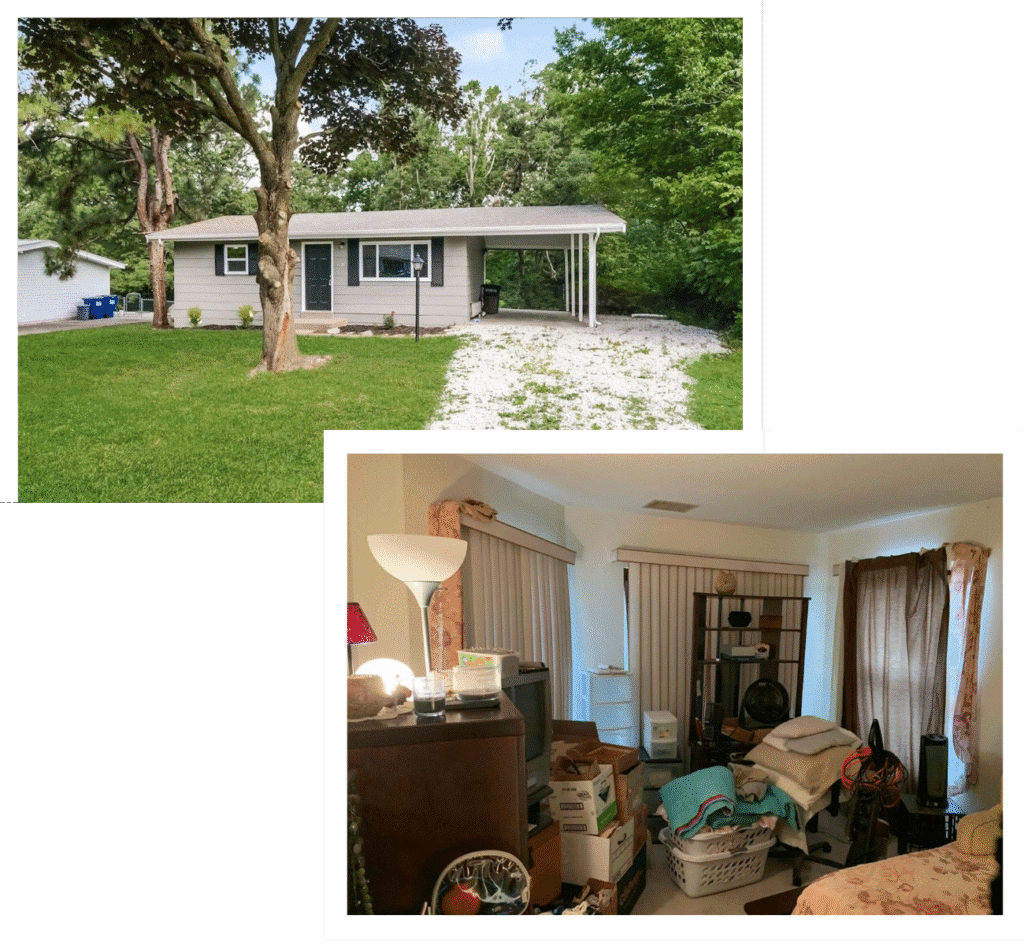 The outside and inside of a house in Eureka, MO