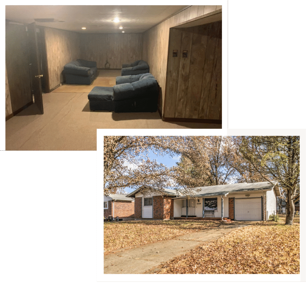 The inside and outside of a house in O'Fallon, MO