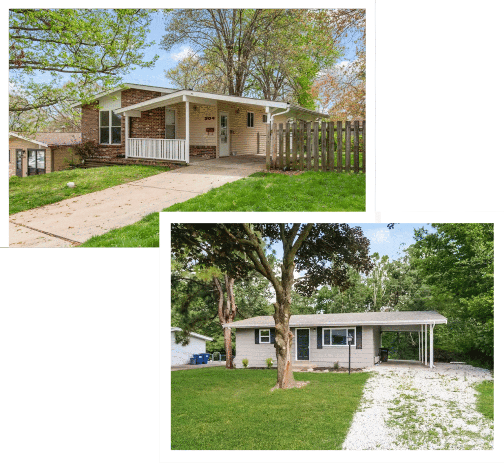 Two houses in University City, Missouri that we bought