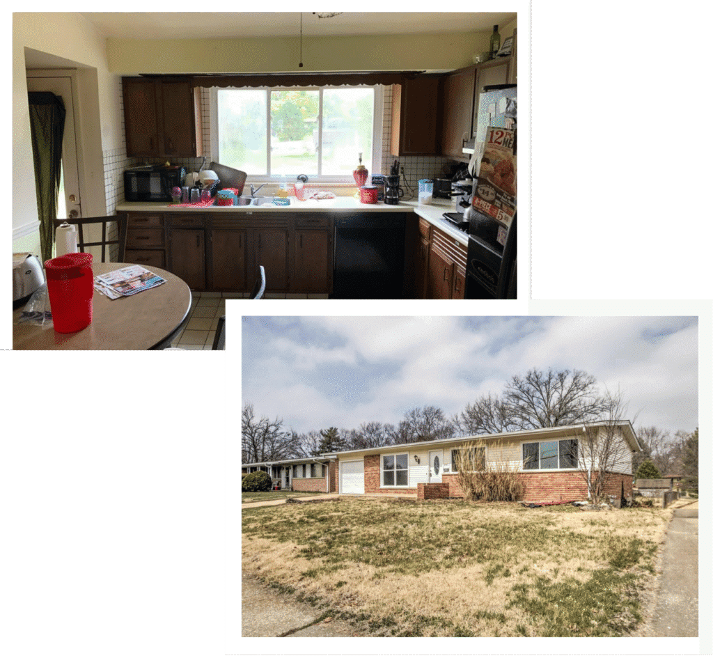 The inside and outside of a house in Wentzville, MO