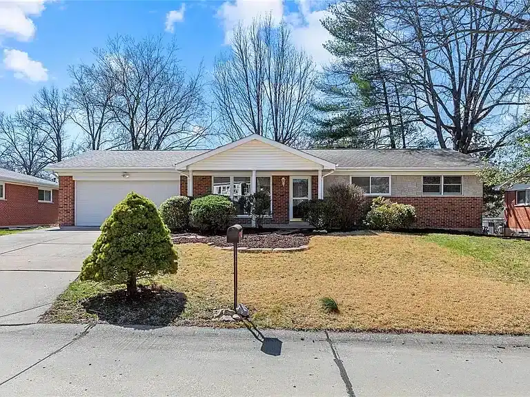 The front of a brick house in Fenton, Missouri