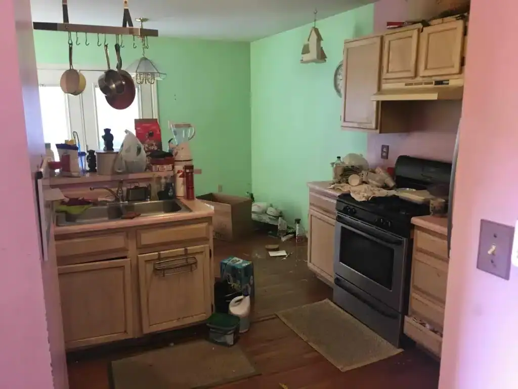 The inside of a messy house in St. Louis