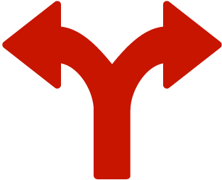 Arrows splitting ways icon