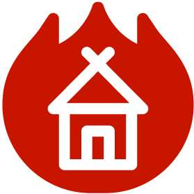 Water and fire damage icon