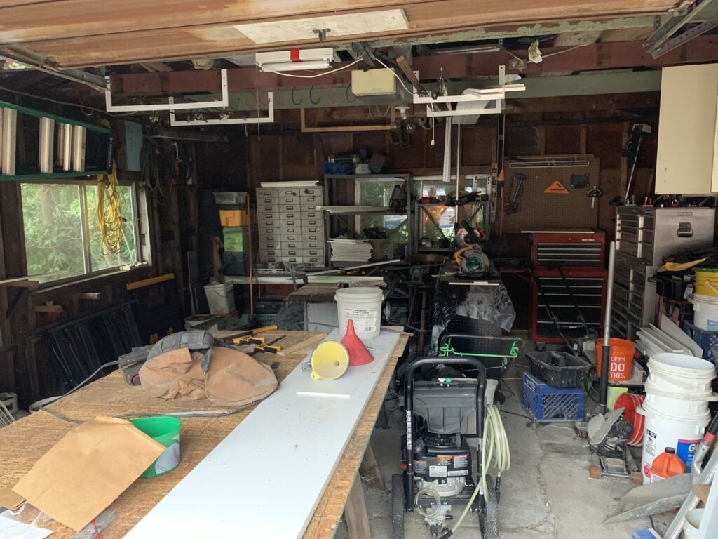 A room in a St. Louis home full of junk